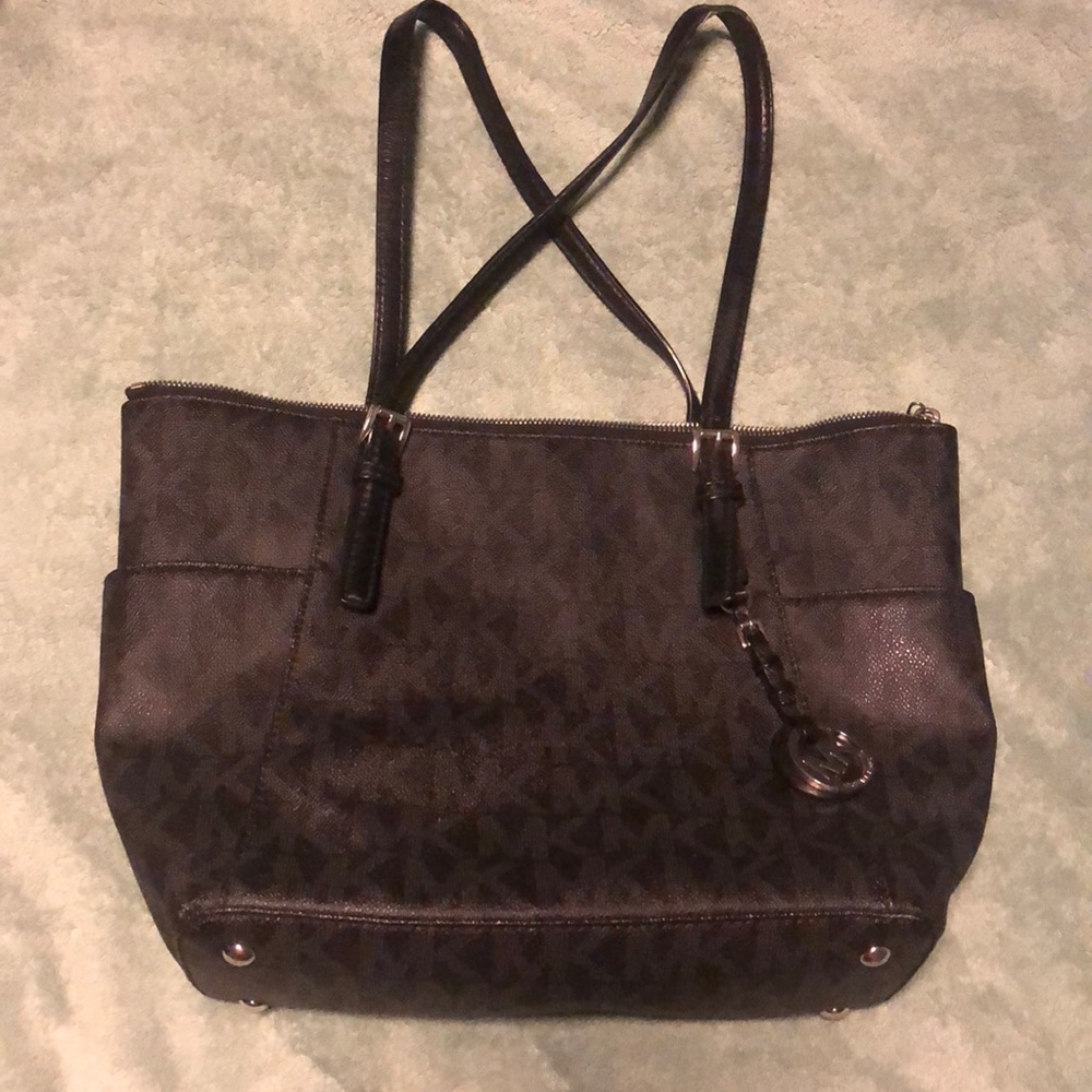 Michael Kors black monogram tote purse